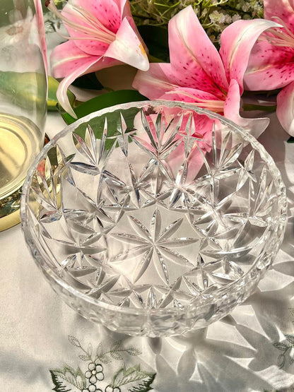 Vintage Clear Crystal Star-Cut Large Serving Bowl – Approx. 7 Inch