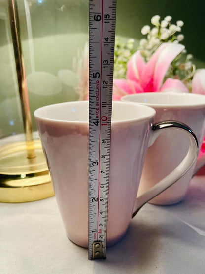 Dema Lustre Fine Porcelain Pink 2-Piece Mug Set Approx. 10 cm