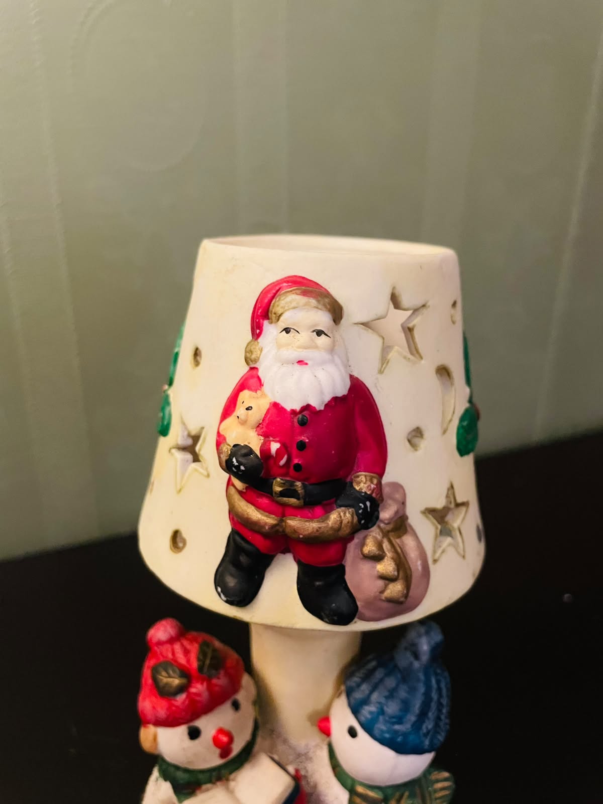 Santa Snowman Ceramic Tealight Candle Holder
