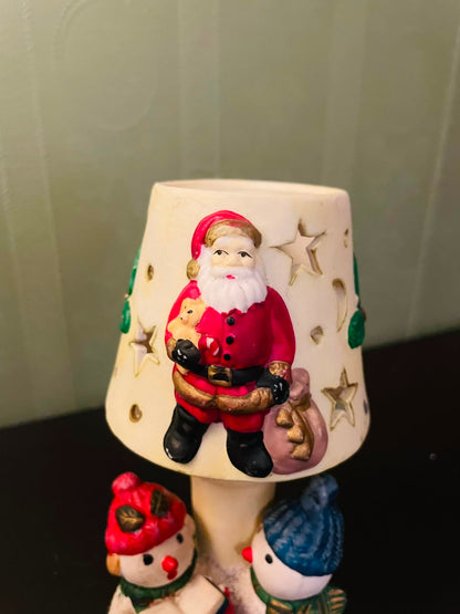 Santa Snowman Ceramic Tealight Candle Holder