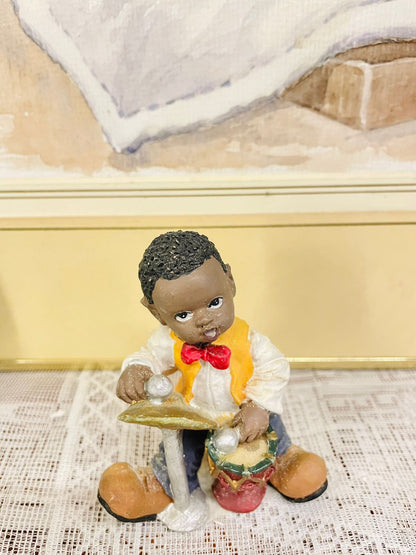 Musical Boys Figurine Set - Handcrafted Ceramic Drummers & Horn Players