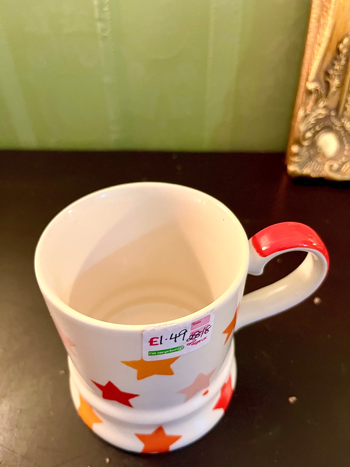 Orange Star Ceramic Mug – White Coffee Cup