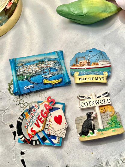 International Travel Magnet Souvenir Set – Crete, Isle of Man & More – 4 Pcs