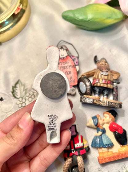 Vintage International Souvenir Figurine Magnet Collection – 5 Pieces