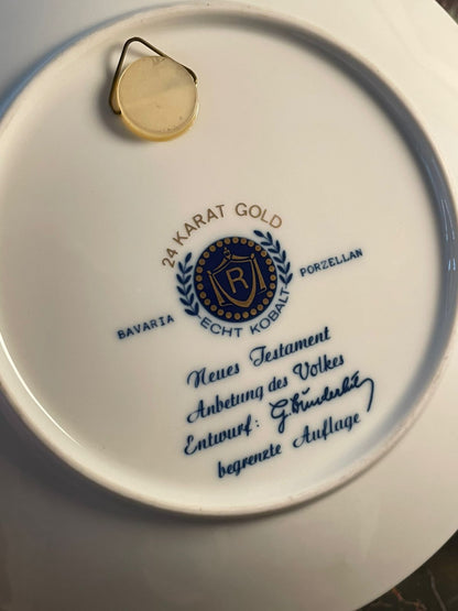 Rare 1980 Bavarian Echt Kobalt Christmas Plate – Limited Edition with 24K Gold