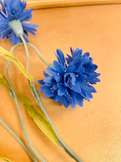 Blue Artificial Cornflower Floral Spray 17"
