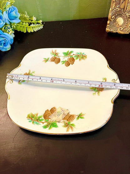 Vintage Pine Cone Porcelain Serving Plate 10 Inch