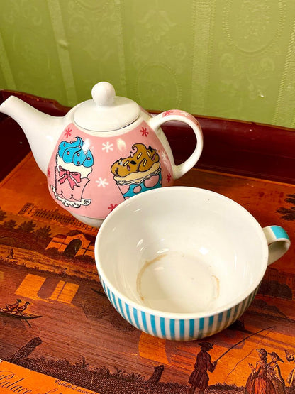 Novelty Cupcake Tea for One Set | Teapot & Cup | 6 Inch