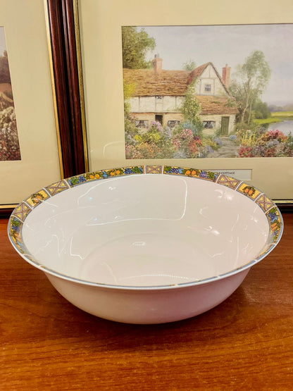Large Bone China Serving Bowl – 27cm – Vintage Floral Border