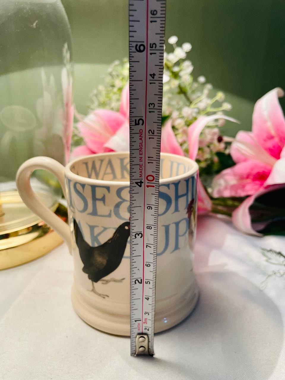 Black Hen Typography Mug Cream Blue 9 cm