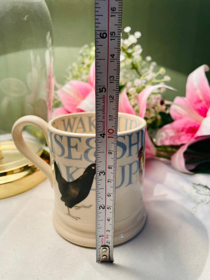 Black Hen Typography Mug Cream Blue 9 cm