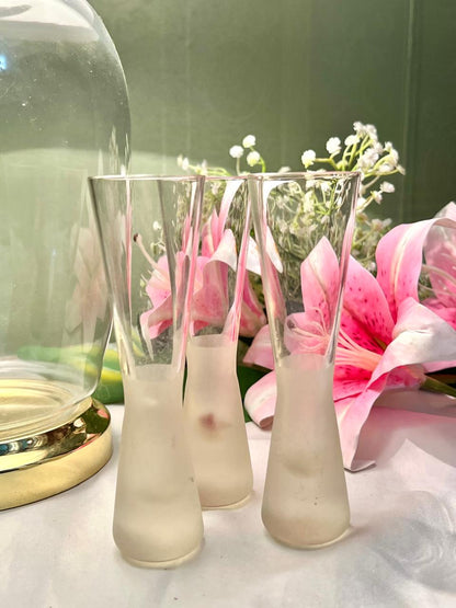 Vintage Frosted Crystal Bud Vases – 3 Pieces, 5.5 Inch