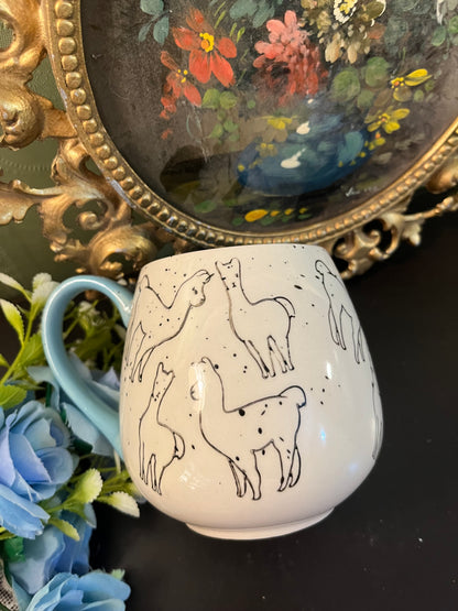 Blue Llama Speckled Ceramic Mug
