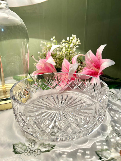 Vintage Clear Crystal Cut Large Serving Bowl 8 in