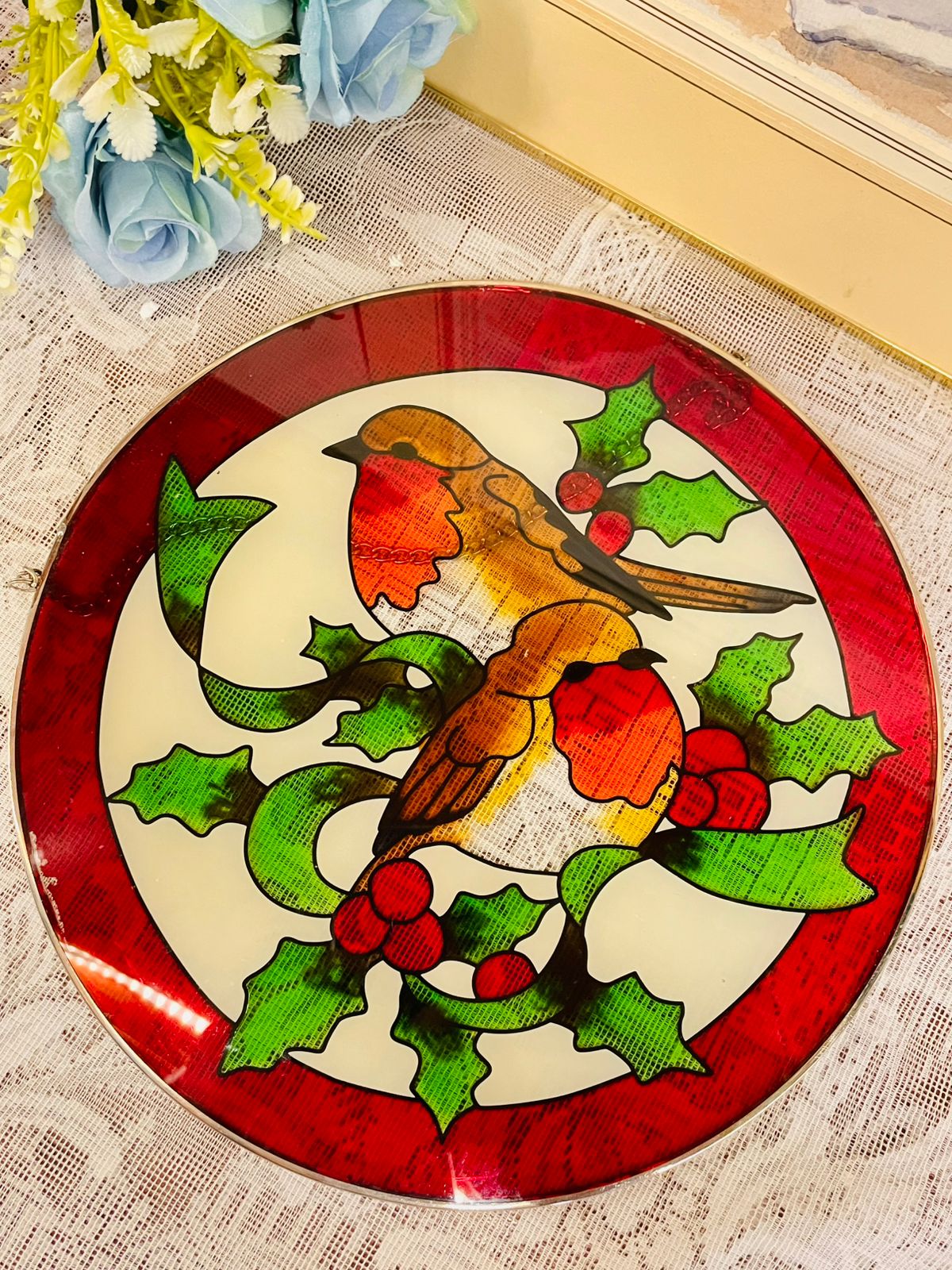 Stained Glass Style Bird Wall Hanging