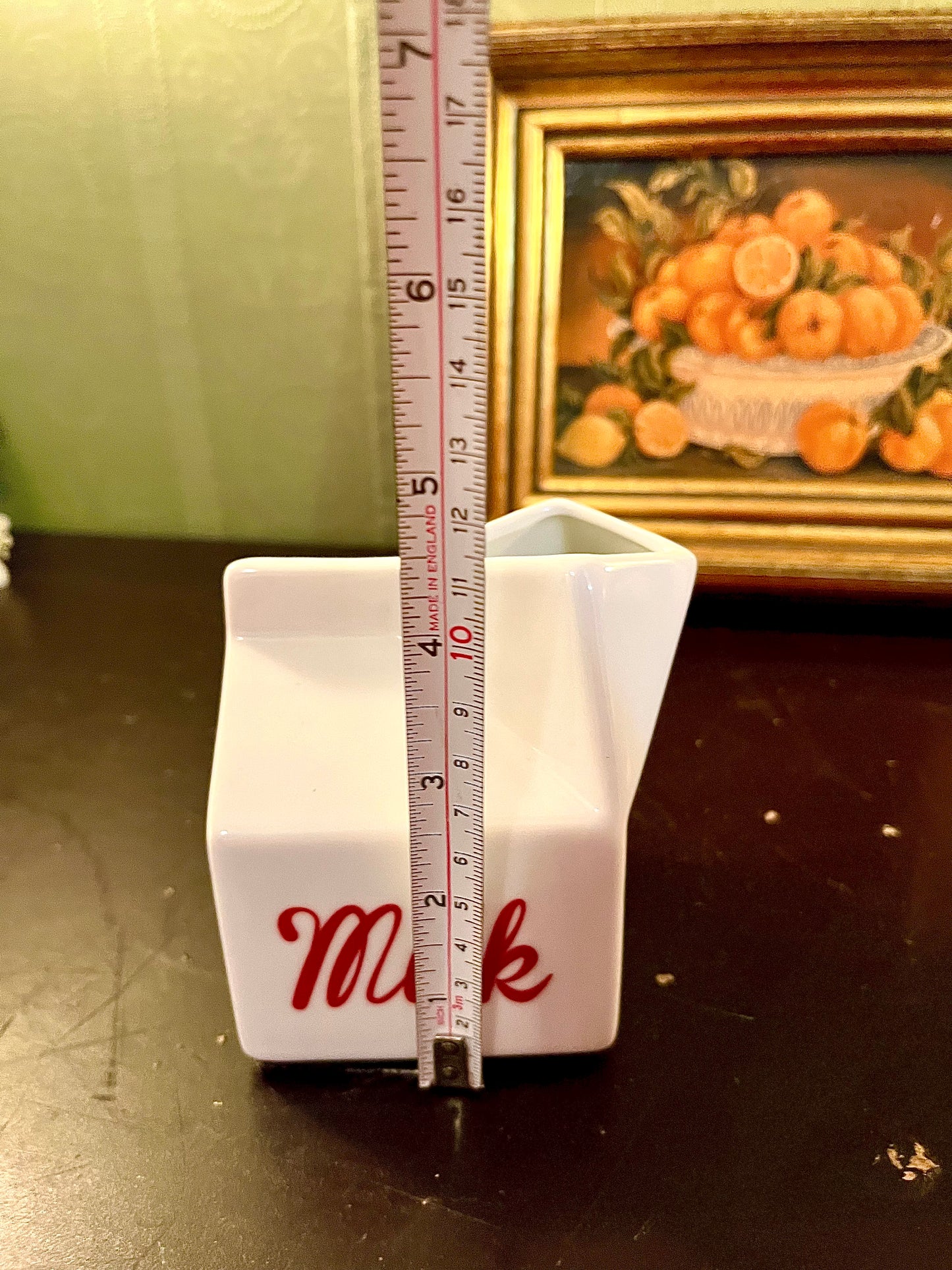 Novelty Milk Carton Ceramic Jug – White and Red Creamer Pitcher