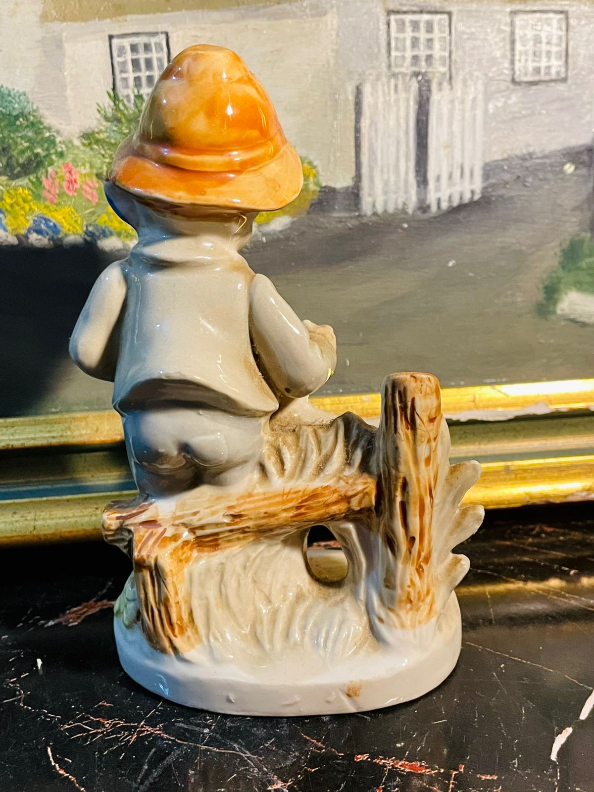Vintage Porcelain Boy with goat Figurine — Hand-Painted Cottage-Style Charm