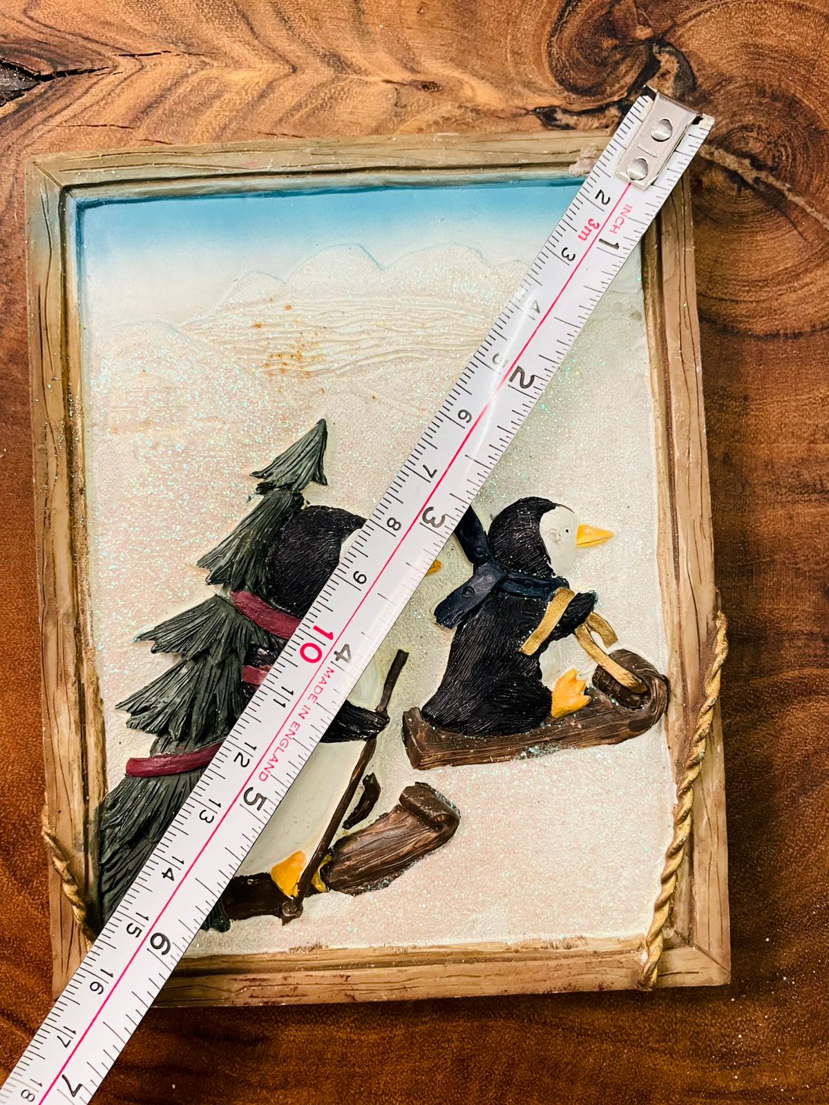 Vintage Winter Penguin Wall Art Plaque