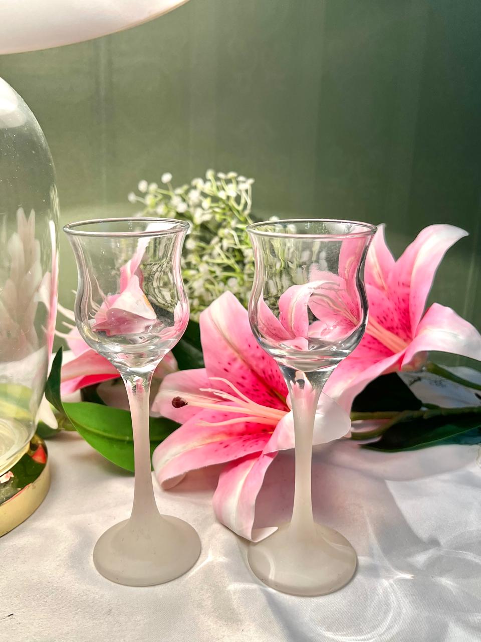 Crystal Cordial Stemware Candle Stand Set of 2 16 cm