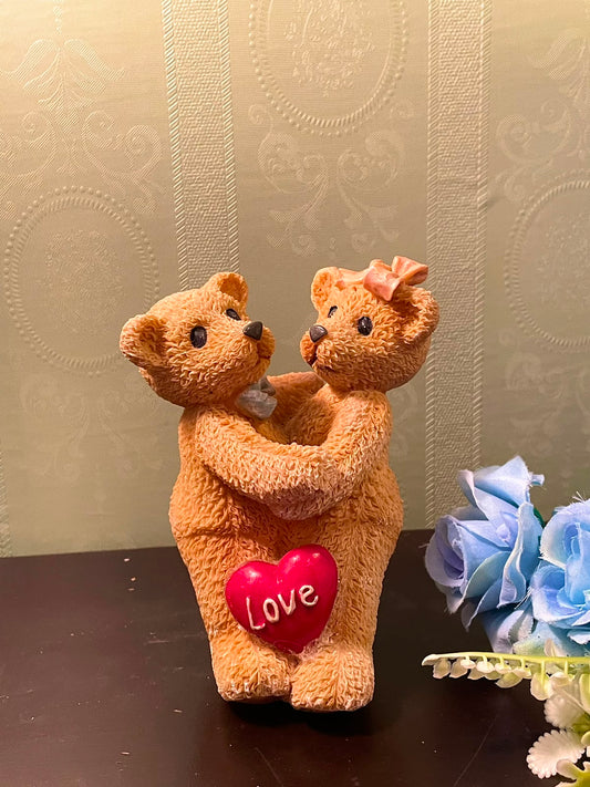 Vintage Teddy Bear Love Figurine Romantic Couple Decor