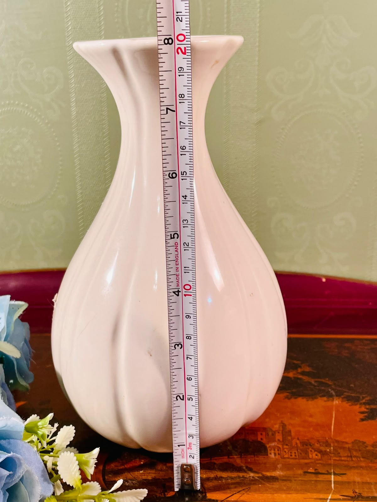 White Sculptural Ceramic Vase – 8 Inch