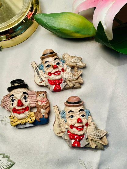 Clown with Musical Instruments Face Magnet Pieces Set of 3