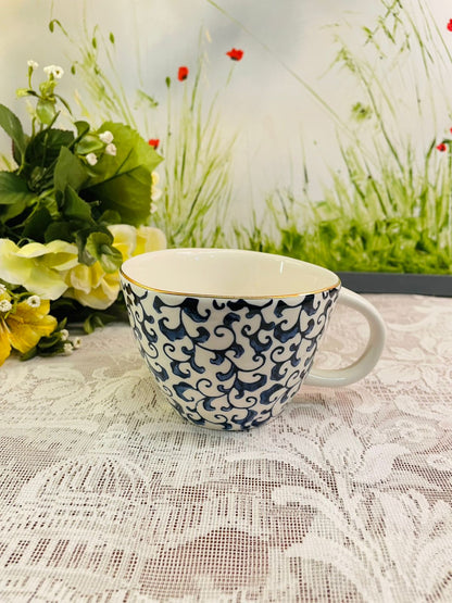 Vintage Blue & White Ceramic Teacup | Old Pottery Company