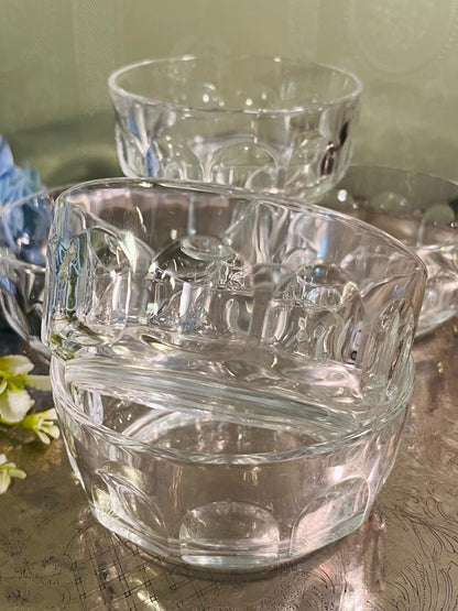 Vintage Pressed Crystal Dessert Bowls Set of 5 – 11 cm