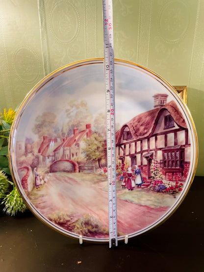Vintage English Thatched Cottage Bone China Plate 10.5 Inch