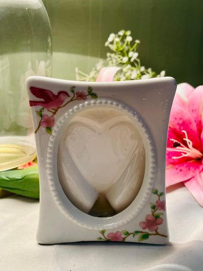 Vintage White Bird & Blossom Ceramic Photo Frame – 5 Inch