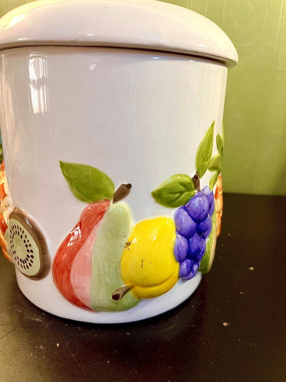 Embossed Ceramic Fruit Cookie Jar with Lid | Kitchen Storage Canister