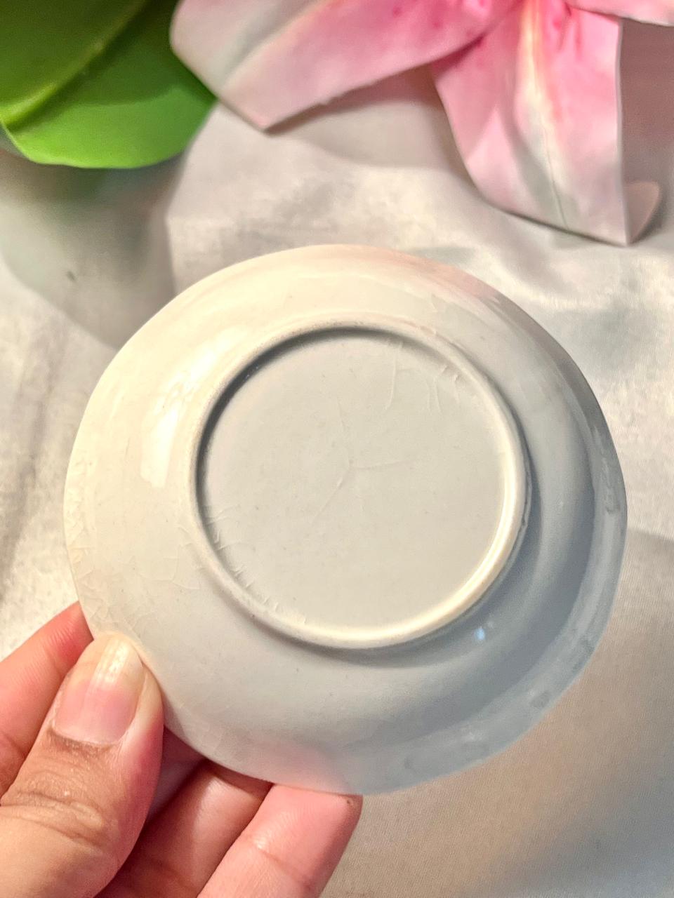 Vintage White Ceramic Small Trinket Bowl – 3.5