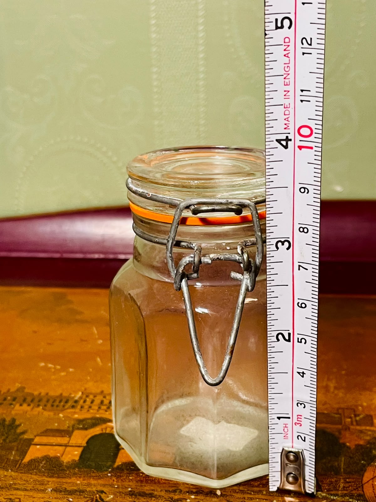 Crystal Clamp Lid Storage Jar Orange Seal 3.5 in