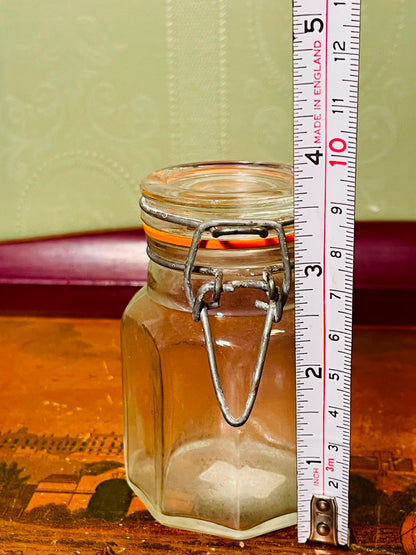 Crystal Clamp Lid Storage Jar Orange Seal 3.5 in