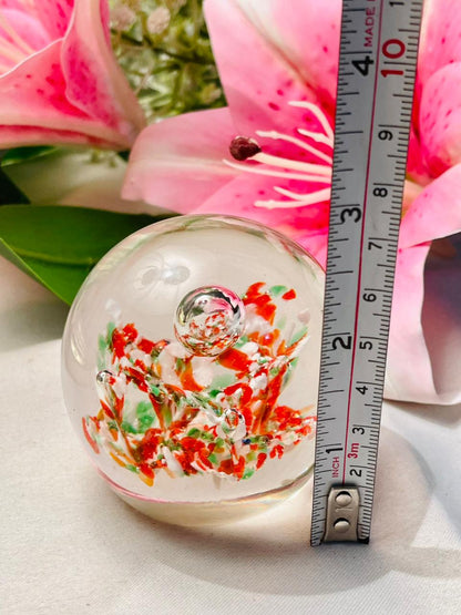 Clear Crystal Floral Paperweight 3 in
