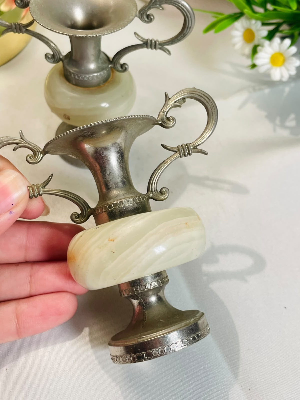 Silver-Tone Miniature Ewer Jugs – 2 Pieces, 9 cm