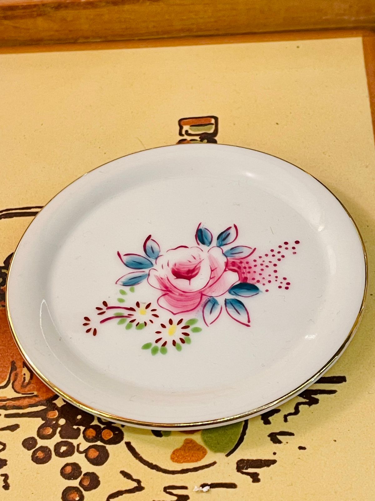 Vintage Floral Bone China Trinket Dish – Mini Jewellery Plate