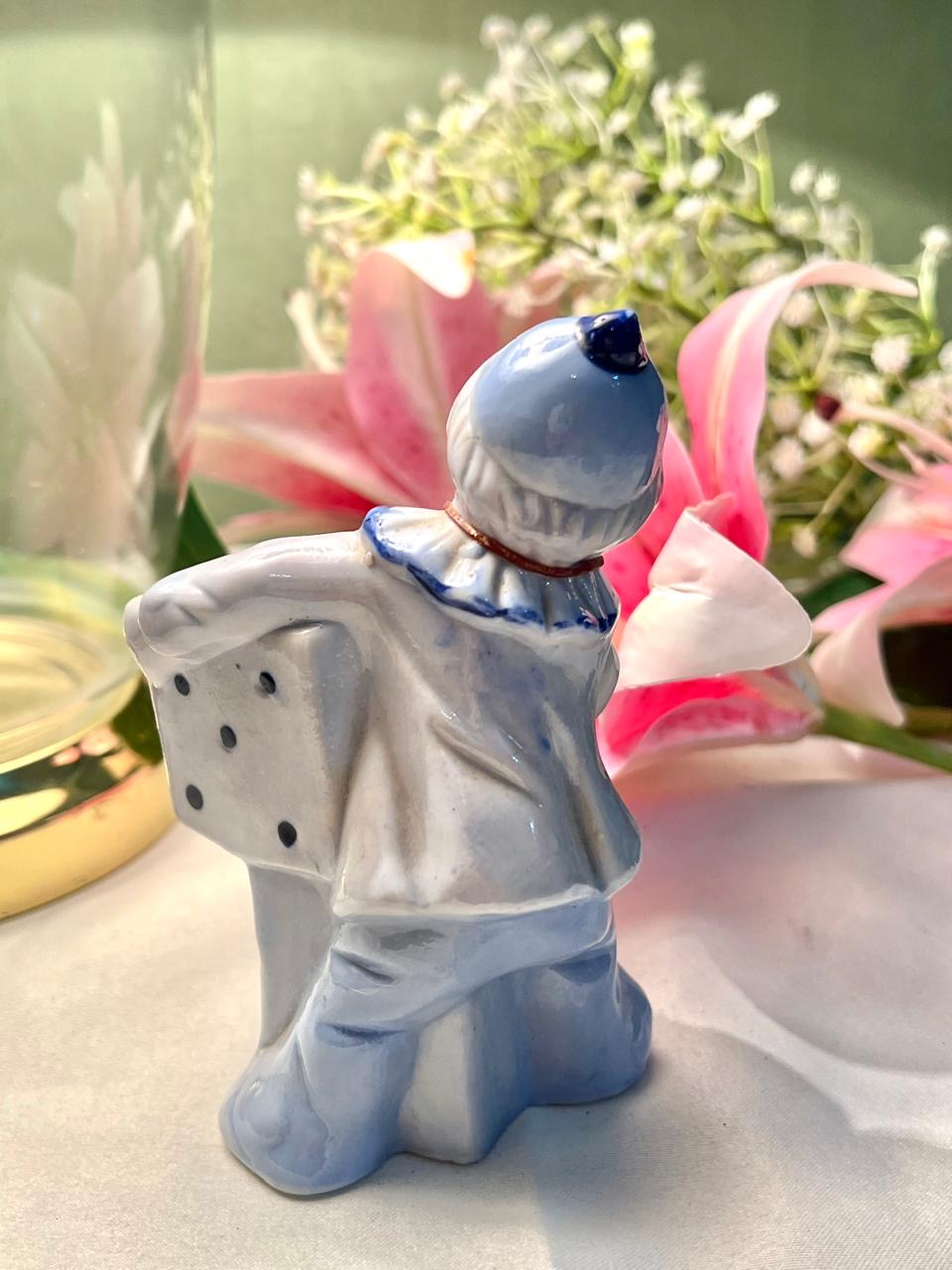 Blue & White Child Figurine Holding Dice 11cm