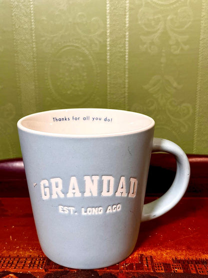Tesco Grandad Embossed Ceramic Mug – Blue, 4"