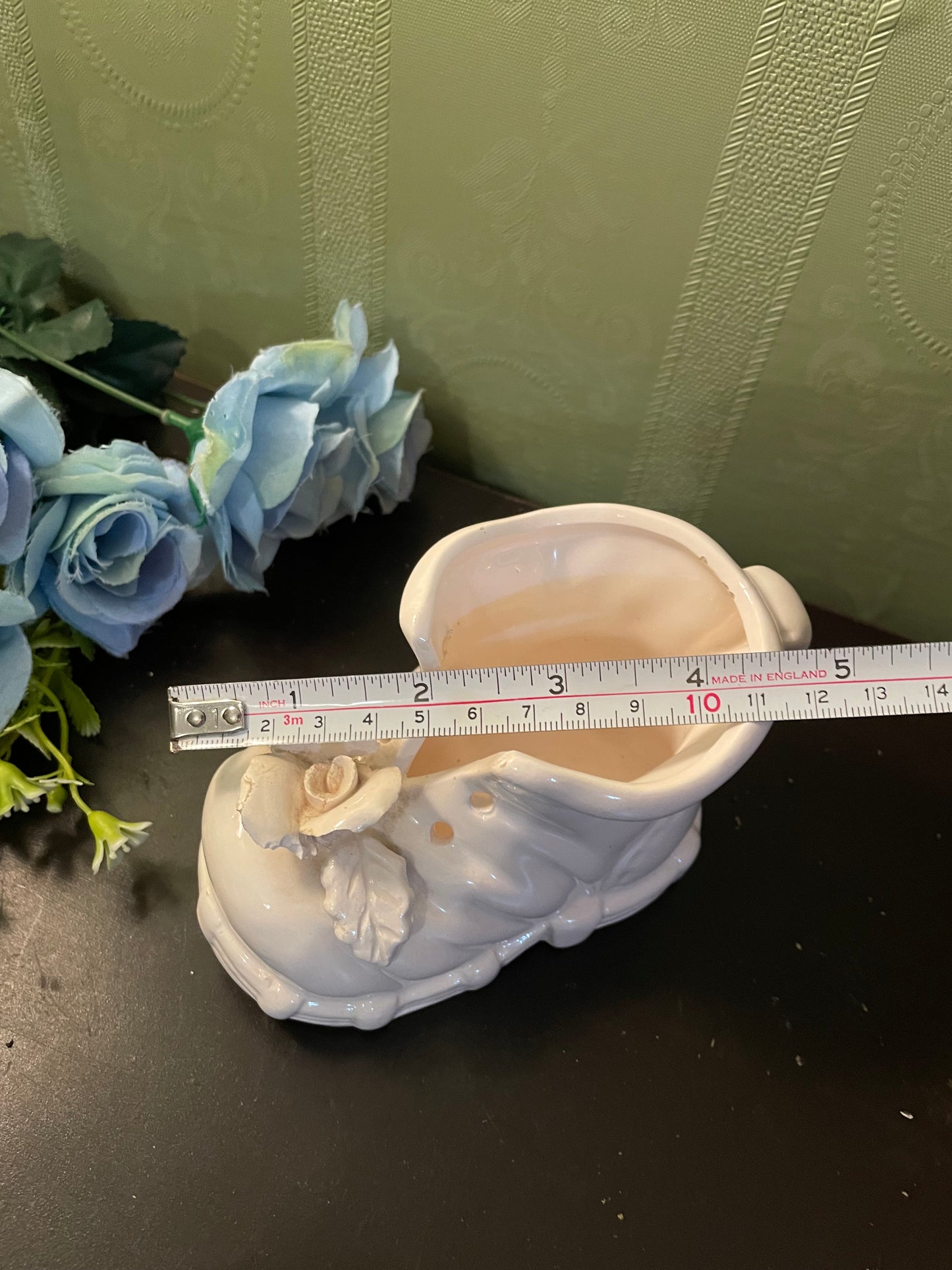White Ceramic Floral Boot Planter