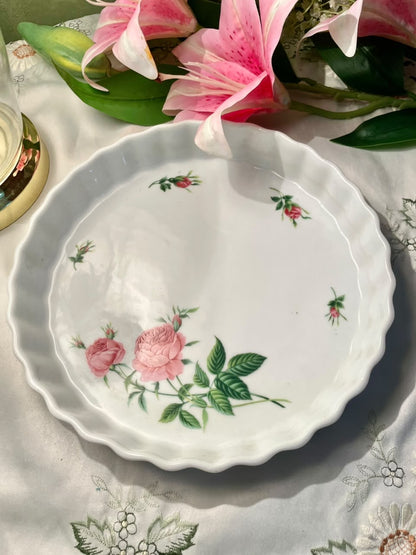 Pink Rose Floral Scalloped Pie Dish  25 cm – 1 Piece