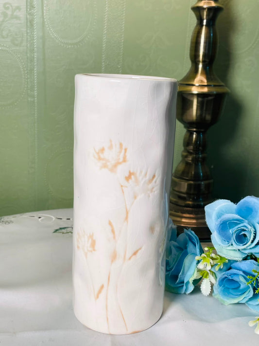 Gisela Graham White Floral Ceramic Vase 20 cm