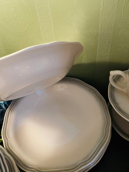 Vitramik Oxford Grey Rim Dinnerware Set For Six