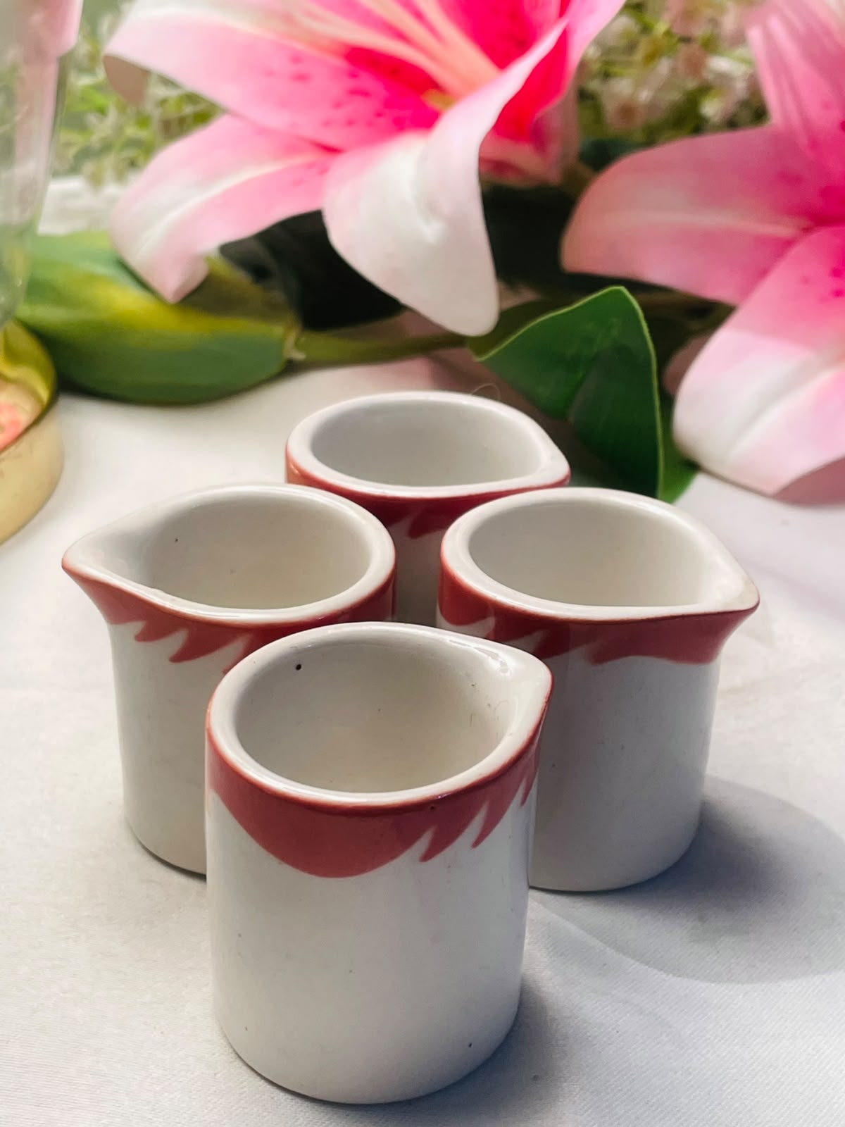 Set of 4 Vintage J.E. Heath Vitrified Ceramic Mini milk pot Approx. 5 cm