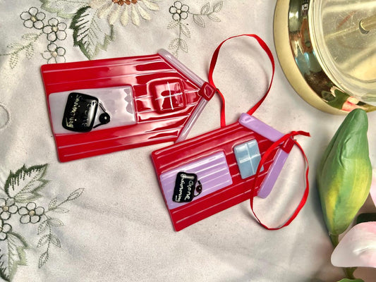 Red Beach Hut Hanging Ornaments 4" – Set of 2