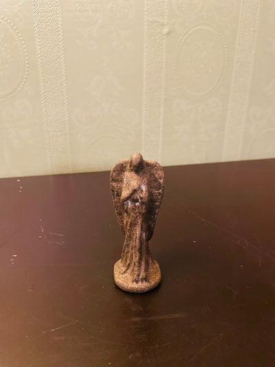 Vintage Angel Figurine brass Stone Effect Statue