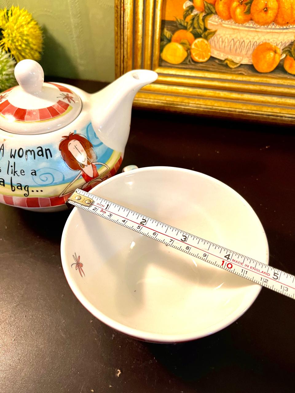 Novelty Tea-for-One Ceramic Teapot & Cup Set – 5 Inch