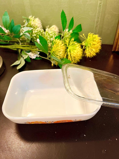 Pyrex Floral Lidded marble Baking Dish 16 cm