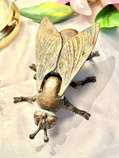 Vintage Brass-Tone Winged Insect Figurine 17 cm