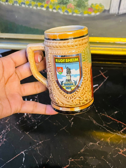 Vintage Ceramic Stein – Embossed Tavern Scene Collectible Mug